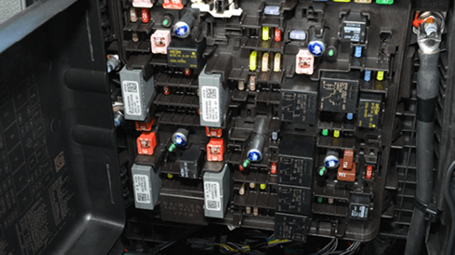 Photo of a Freightliner Truck Electrical Panel