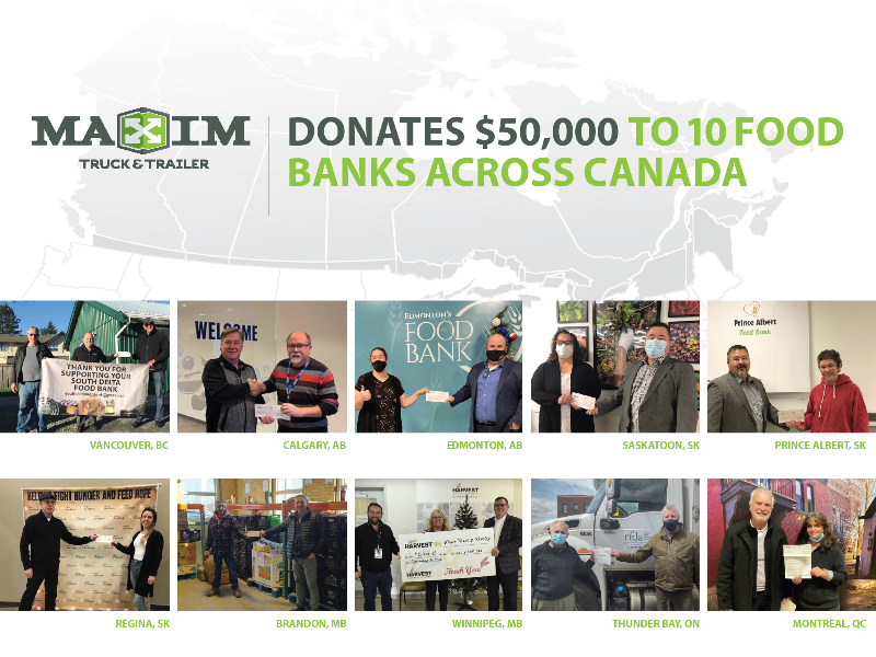 Maxim Truck & Trailer Donates $50,000 to 10 Food Banks Across Canada