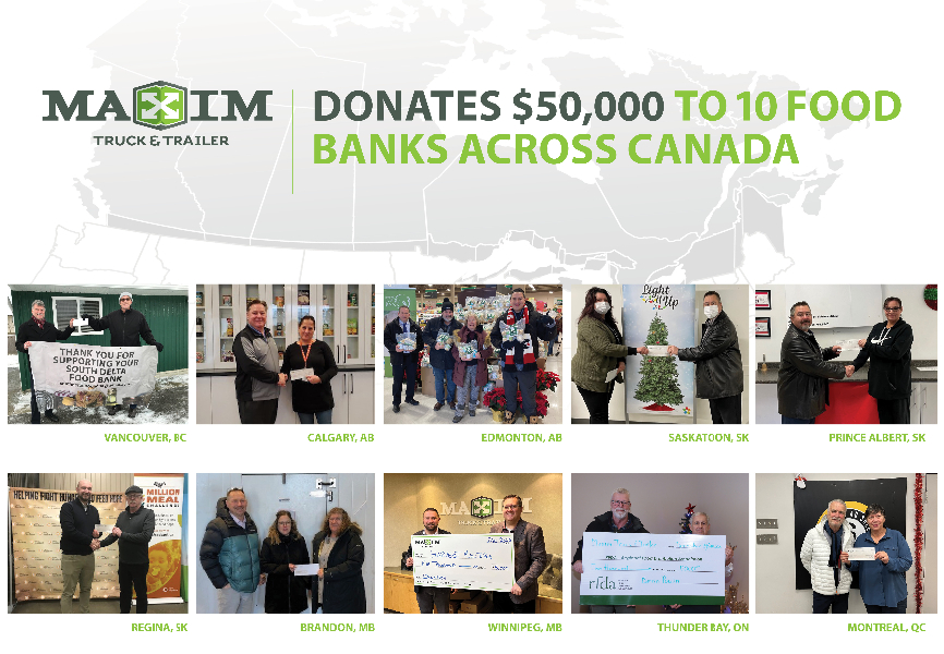 Maxim Truck & Trailer Donates $50,000 to 10 Food Banks Across Canada