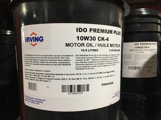 F0114240, Irving Lubricants, 10W30, IDO PREM+CONV CK4, 18.9L - F0114240