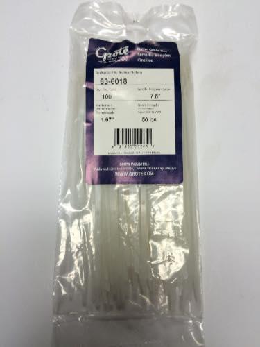 83-6018, Grote Industries Co., 7 1/4"WHITE TIES (100PKG) - 83-6018