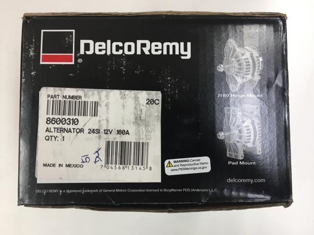 8600310, Delco Remy, ALTERNATOR 24SI HINGE 160AMP - part number 8600310