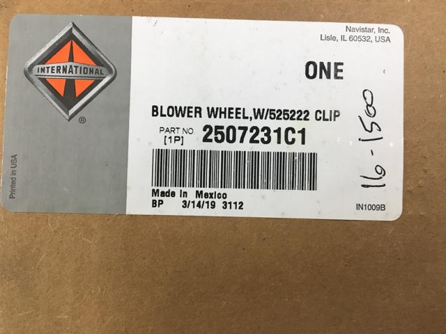 2507231C1, Navistar International, WHEEL, BLOWER, HVAC, CW ROTATION, PLASTIC, 5-19/32 DIA, 3-15/32 WIDTH, 5/16 BORE DIA, PDC - part number 2507231C1