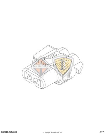 3600046C1, Navistar International, CONNECTOR, WIRING, HEADLIGHT, BODY, 2 FEMALE, MP280 - 3600046C1