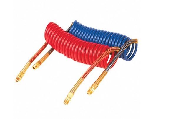 1486L-8-15, Fairview Ltd., COILED AIRLINE, RED/BLUE 15' - 1486L-8-15