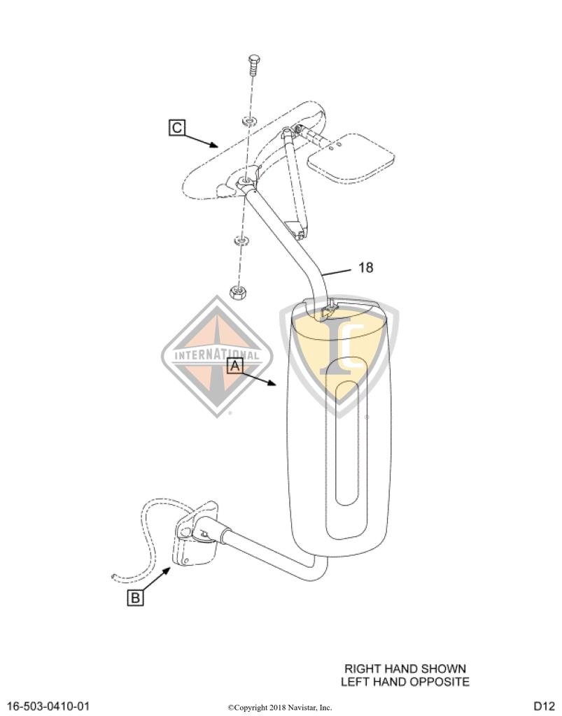 3621148C2, Navistar International, COVER, LWR HLDR CHRM RH - part number 3621148C2