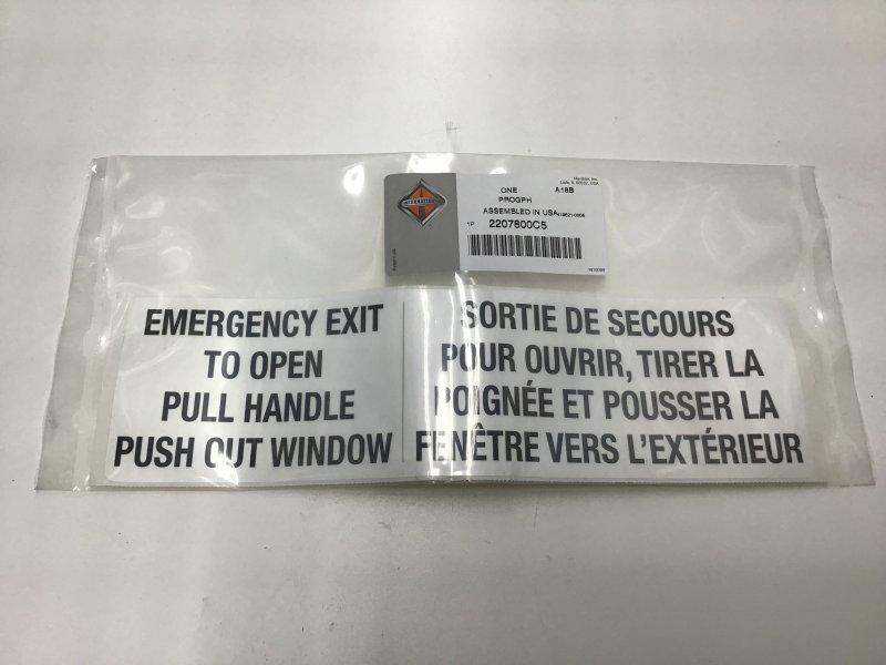 2207800C5, Navistar IC Bus , DECAL, EMER EXIT KICKOUT - 2207800C5