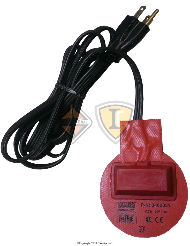 ZBL3400031, Temro Cold Weather Products, PAD, HEATER, SEAT, ADHESIVE SILICONE, A-NEMA 5-15 PLUG TYPE, 120V, 125W, 1A, 3 IN. ROUND WIDTH, 3 IN. ROUND LENGTH - part number ZBL3400031