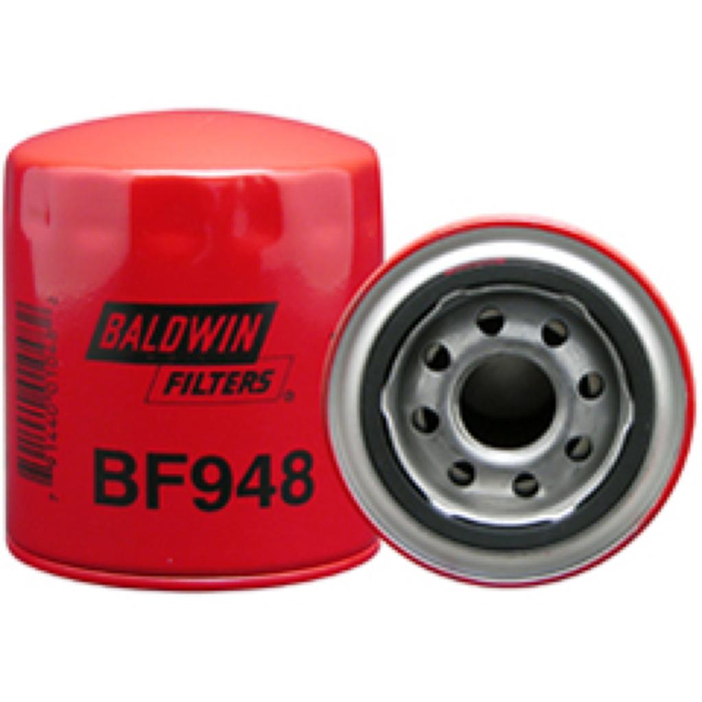 BALBF948, Baldwin Filters, FUEL FILTER, SPIN-ON, THREAD 1-14 OD, 3-11/16 (93.7) LEN, 4-3/8 (111.1) I GASKET, G381-A O-RING, ES24-D RELATED TO, BF957 (EXTENDED LIFE, LONG VERSION - BALBF948