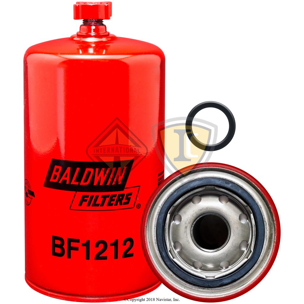 BALBF1212, Baldwin Filters, FUEL FILTER, FUEL/WATER SEPARATOR, SPIN-ON W/ DRAIN, USE W/, BF1212 FOAM THREAD 1-14 OD, 3-11/16 (93.7) LEN, 7-7/16 (188.9) F GASKET, E - BALBF1212