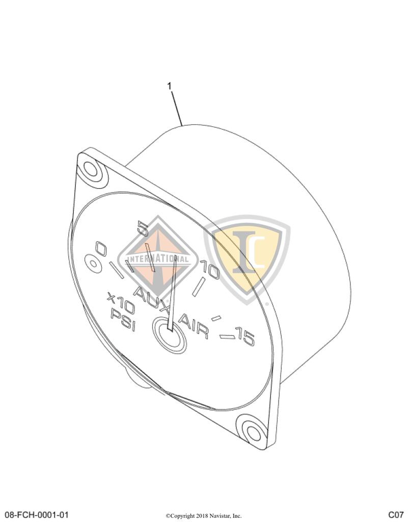 3615266C3, Navistar International, GAUGE, AIR, AUX, W/ BLACK FACE, ELECTRONIC - part number 3615266C3