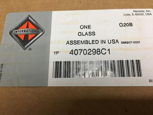 4070298C1, Navistar International, GLASS, RH DOOR WINDOW - part number 4070298C1