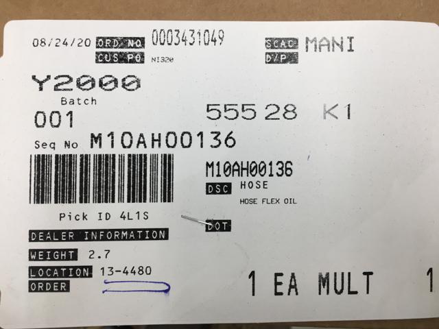 M10AH00136, Navistar International, HOSE, FLEX AIR - part number M10AH00136