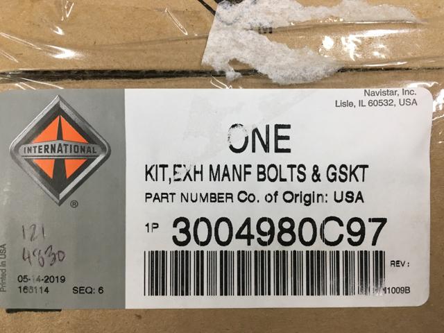 3004980C97, Navistar International, KIT, EXH MAN BOLTS & GASKET - part number 3004980C97