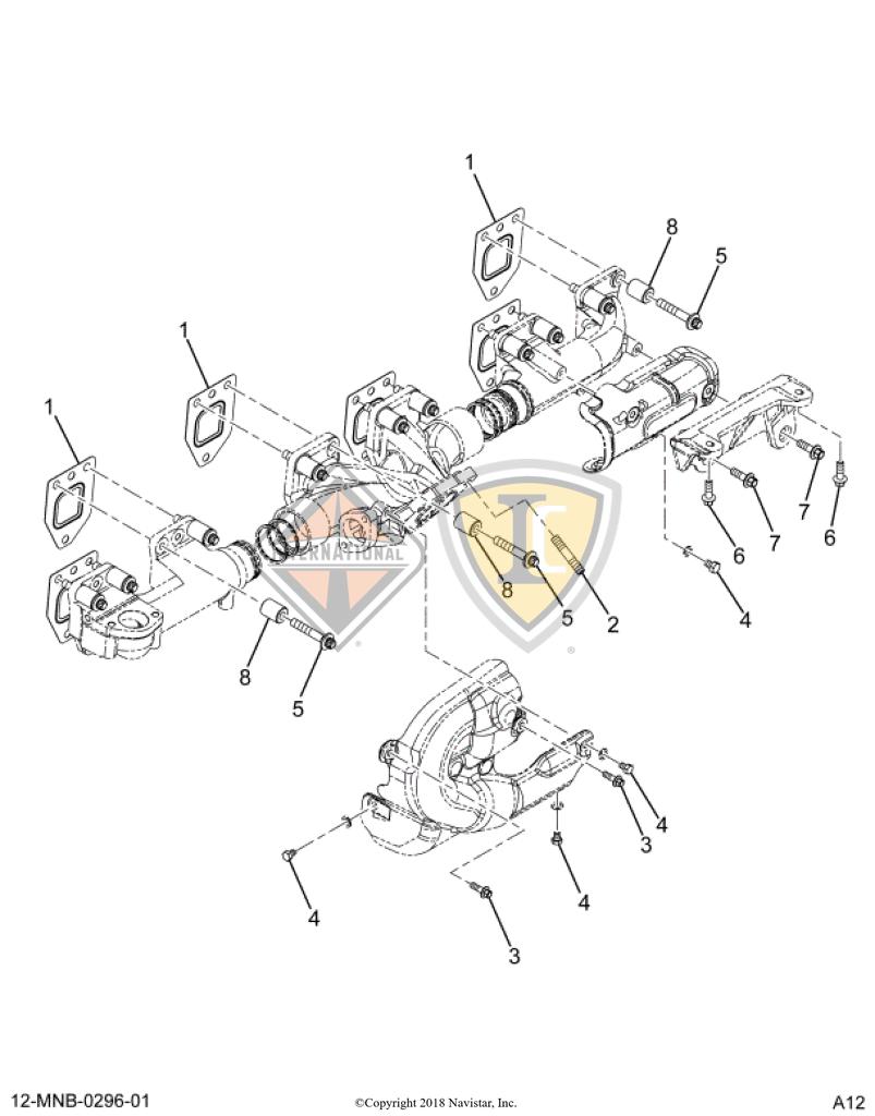 2512877C91, Navistar International, BOLTS AND GASKET KIT, EXHAUST MANIFOLD, THICKER FLANGE - part number 2512877C91