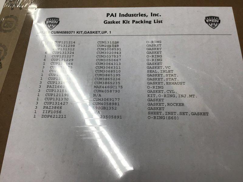 131264, PAI Canada Inc., KIT, GASKET UPPER - 131264