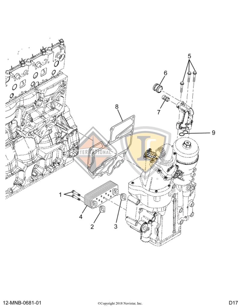 2517628C91, Navistar International, KIT, OIL COOLER WITH SEALS - part number 2517628C91