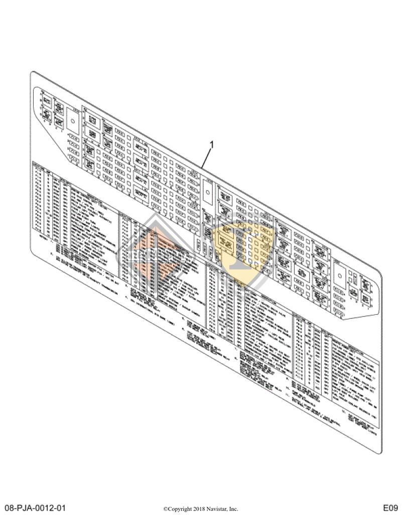 3826353C8, Navistar International, PRODUCT GRAPHICS, FUSE PANEL, ENGLISH - part number 3826353C8