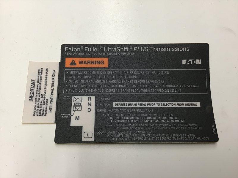 FUL5586341, Fuller Transmission, LABEL SHIFT DIAGRAM (5/PK) - FUL5586341