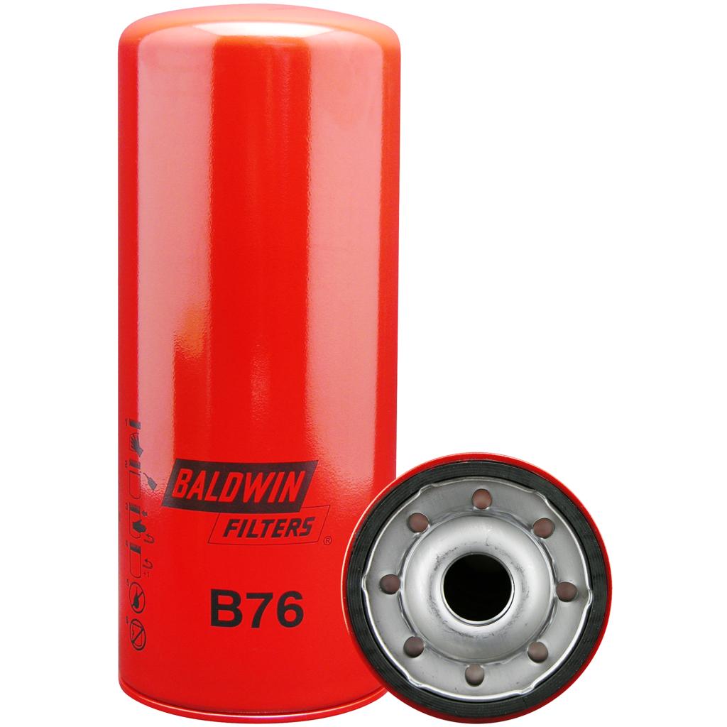 BALB76, Baldwin Filters, OIL FILTER, FULL-FLOW, SPIN-ON, B76-B IS DISCONTINUED TO BE REPLACED BY B76. THREAD 1-1/8-16 OD, 4-1/4 (108.0) L - BALB76