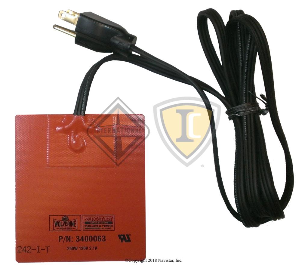 ZBL3400063, Temro Cold Weather Products, HEATER, PAD, SILICONE, 250W, 120V, 2.1A, 3.75 IN. X 4.25 IN. SZ, 6 FT CORD - part number ZBL3400063