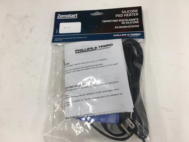 ZBL3400063, Temro Cold Weather Products, HEATER, PAD, SILICONE, 250W, 120V, 2.1A, 3.75 IN. X 4.25 IN. SZ, 6 FT CORD - part number ZBL3400063