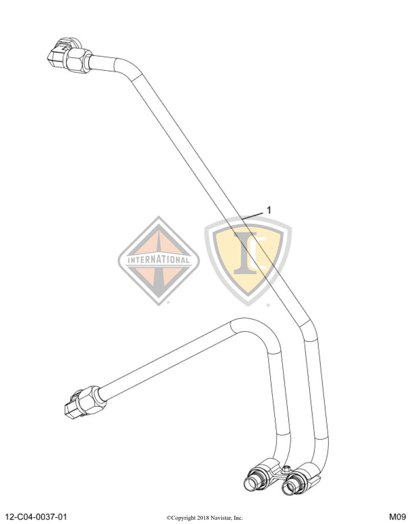 2601798C91, Navistar International, PIPE, INLET, ENGINE, MID-HIGH O/C HARD LINE FEATURE - part number 2601798C91