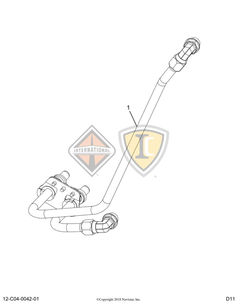 2593332C91, Navistar International, PIPE, OIL COOLER, TRANSMISSION, HARD LINE FEATURE - part number 2593332C91