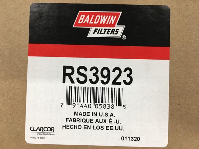 RS3923, Baldwin Filters, RADIAL SEAL INNER AIR ELEMEN - part number RS3923