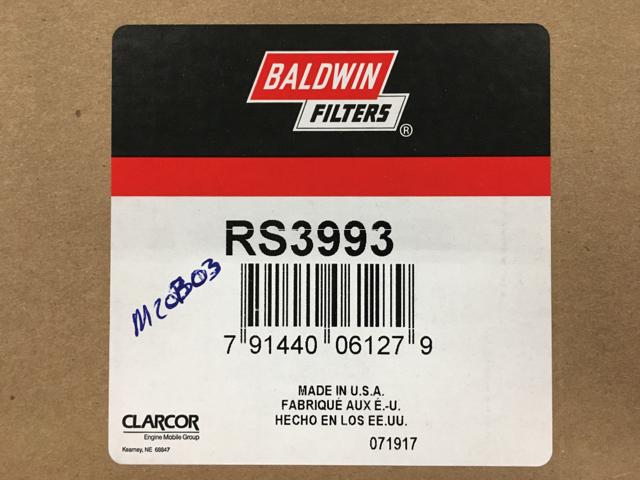 RS3993, Baldwin Filters, RADIAL SEAL INNER AIR ELEMEN - part number RS3993