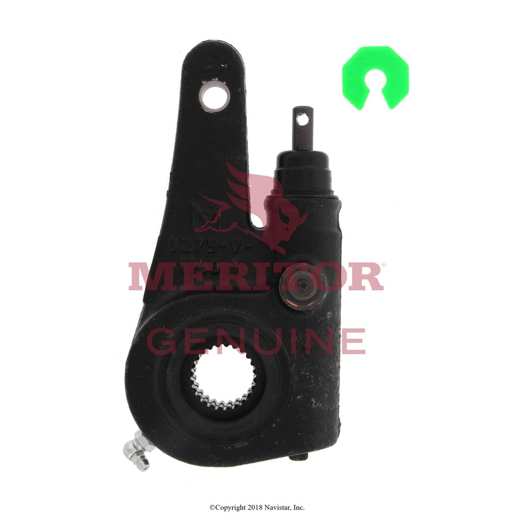 R803010, Meritor - Brake Shoes & Pads, SLACK ADJUSTER, BRAKE, SPLINE DIA/NO. TEETH UNCLEVISED, 1-1/4-24, LEVER LENGTH 5-1/2, CLEVIS TYPE OFFSET, CLEVIS THREAD 1/2-20, RED PISTON DRUM BRAKE - R803010