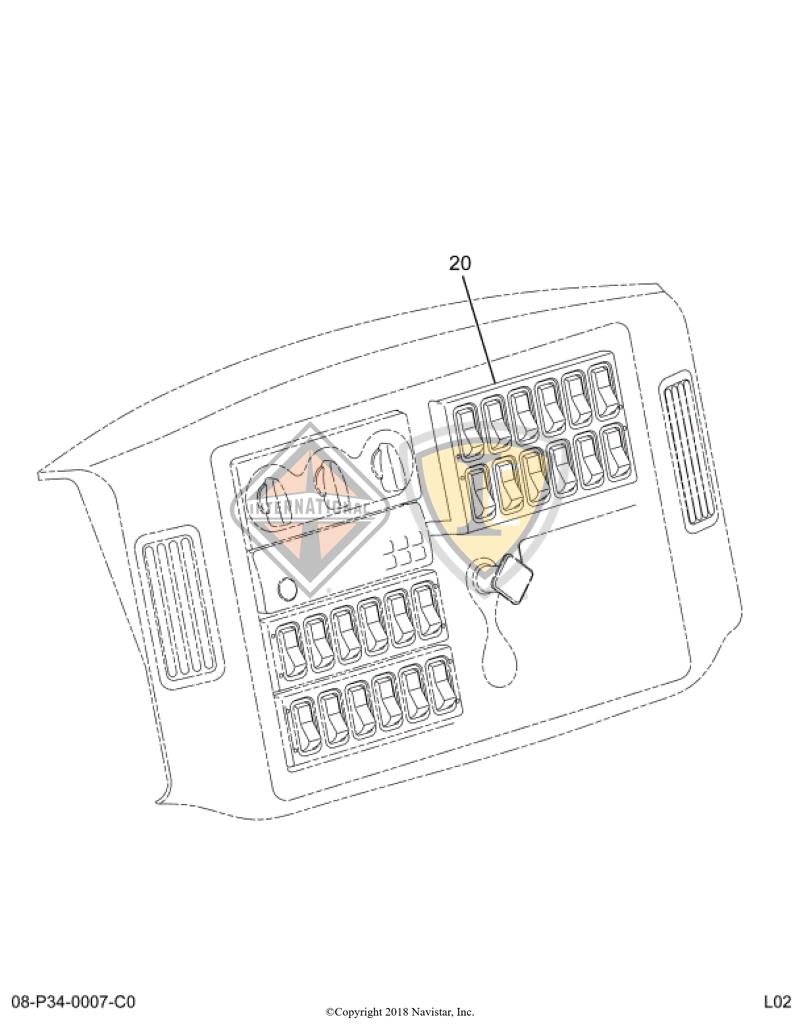 3578910C1, Navistar International, SWITCH, 2-POS ROCKER - part number 3578910C1