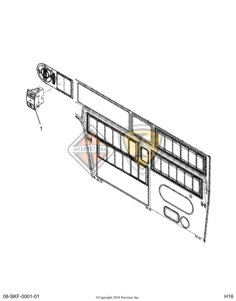 4102406C1, Navistar International, Uncategorized, SWITCH, ROCKER, W/ INDICATOR, EXTERIOR LIGHT CHECK, 3 POSITION, CENTER - 4102406C1
