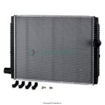RADIATOR, 3 ROW STD COOLING, BOTTOM PIN MOUNTS ARE OFFSET, NO DRIVERSIDE BOTTOM CONNECTION, 33-5/8 X 28-1/8 X 2 IN. CORE SIZE, 2.5 IN. INLET, 2.5 IN. 
