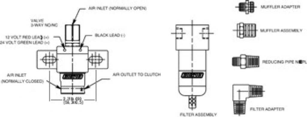 HOR993293, Horton Fans, VALVE, SOLENOID, FAN CLUTCH, 3-WAY, NO-NC, 12VDC, W/ DIODE - part number HOR993293
