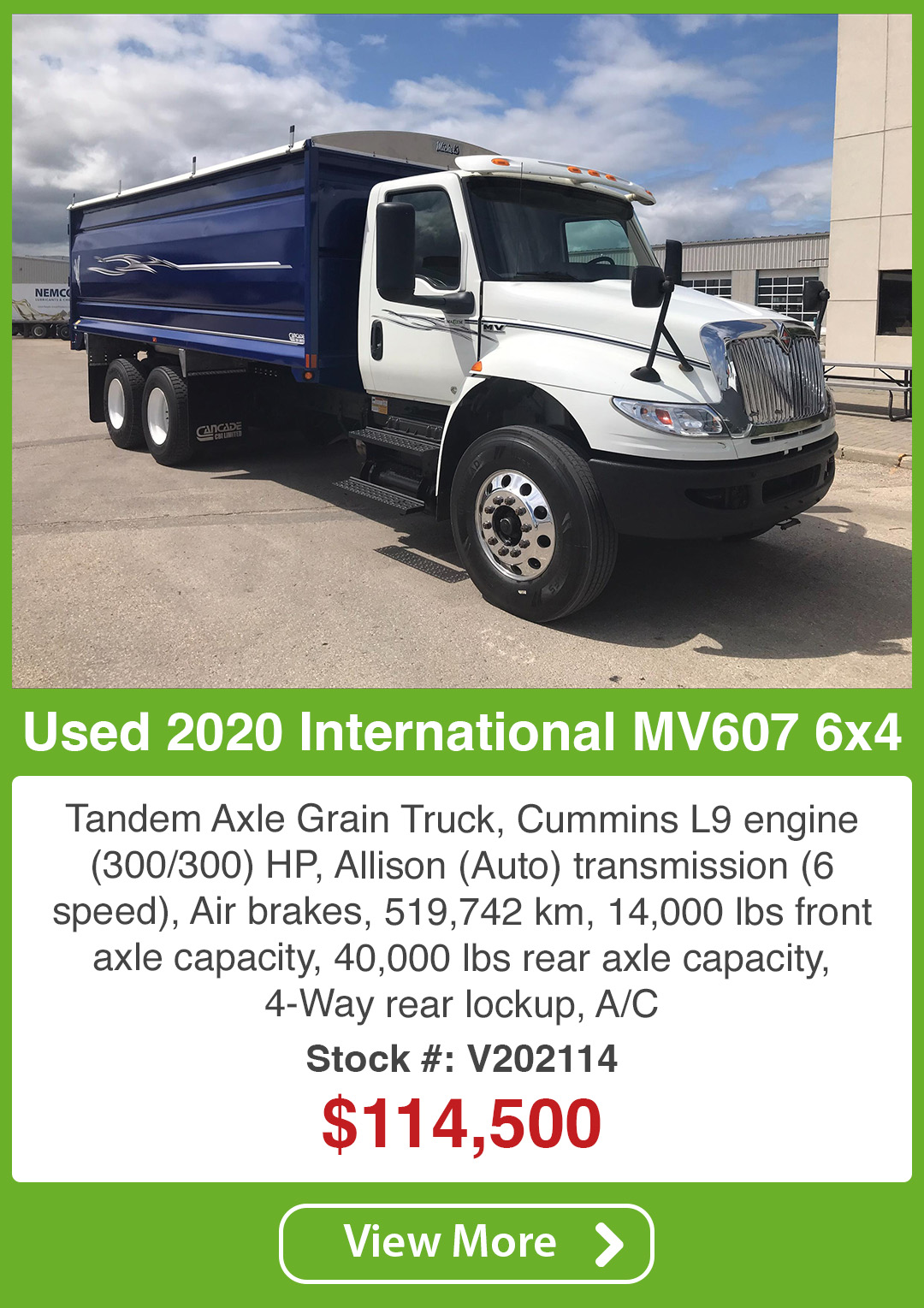 2020 international mv607 6x4