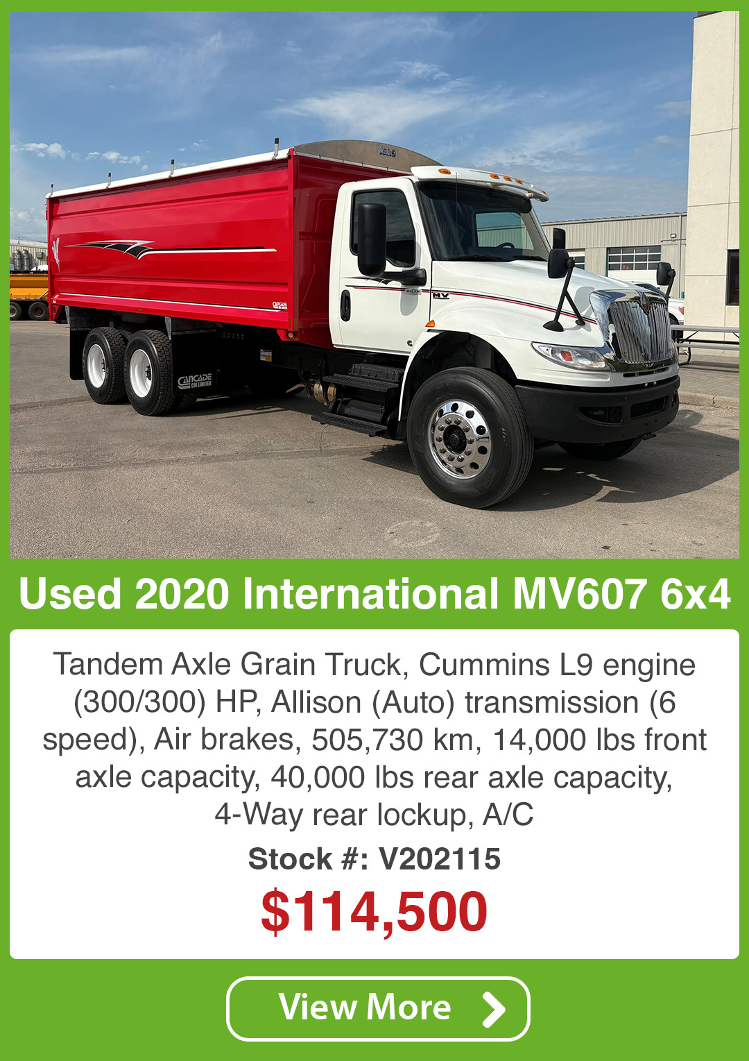 2020 international mv607 6x4