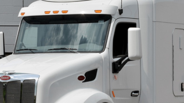 Photo of a Peterbilt Sleeper Truck Window