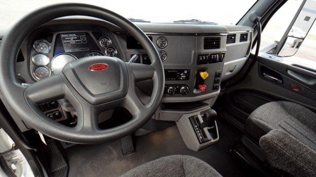 Photo of the inside of a Peterbilt Sleeper Truck