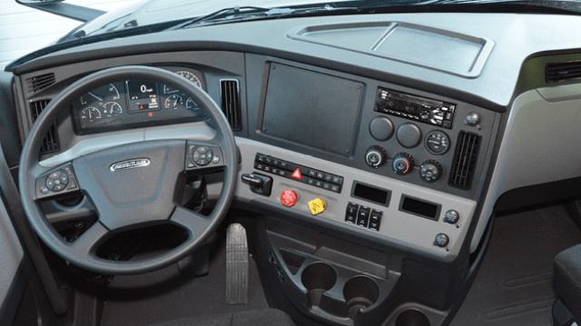 Photo of the inside of a Freightliner Sleeper Truck
