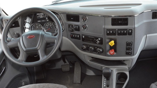 Photo of the inside of a Peterbilt Sleeper Truck