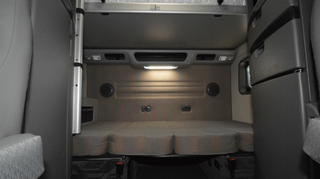 Photo of the inside of a Volvo Sleeper Truck