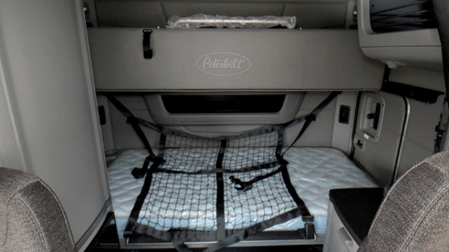 Photo of the inside of a Peterbilt Sleeper Truck