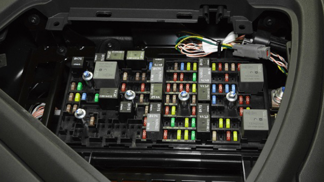 Photo of a Volvo Sleeper Truck Electrical Panel