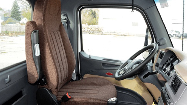 Photo of the inside of a Peterbilt 567 Truck