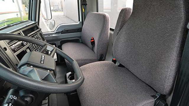 Photo of the Inside of a Mack MD6 Truck