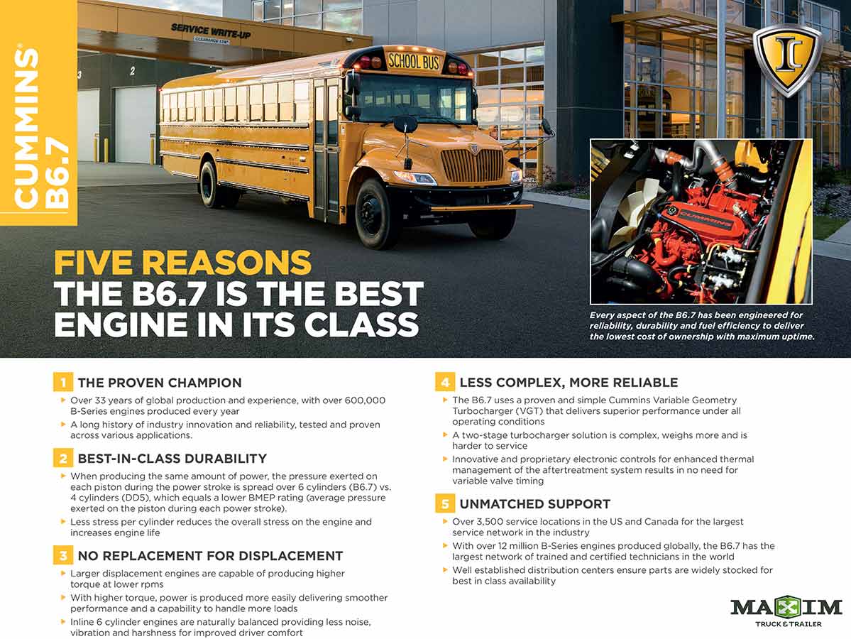Clickable photo of the first page of a brochure on the difference between the Cummins B6.7 engine and the DD5