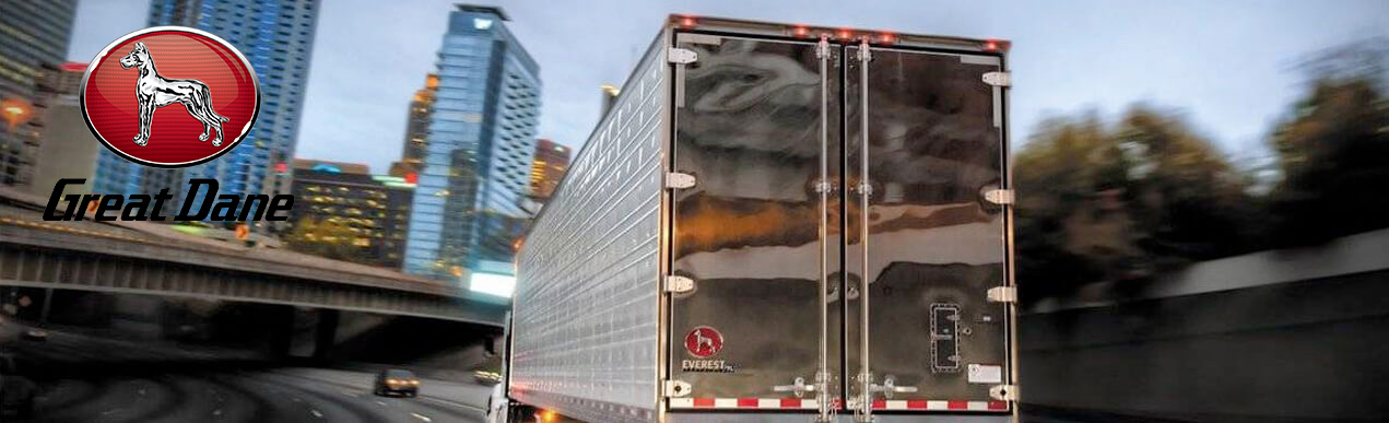 semi trailer with a great dane logo in the top left-hand corner